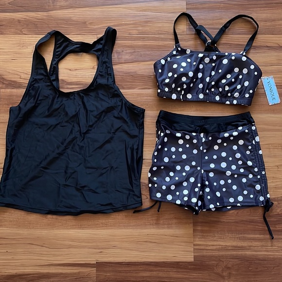 Yonique 3 Piece Womens Tankini Swimsuit. NWT Small - Picture 6 of 9